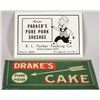 Image 1 : Two Beveled Tin Over Cardboard Advertising Signs