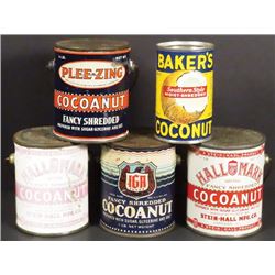 Collection of Five Coconut Tins