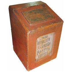 Woolson Roasted Coffee 50 Lb. Wood Store Bin