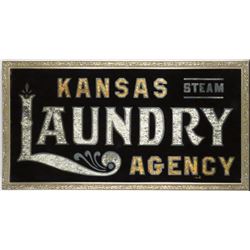 Kansas Steam Laundry Agency Glass Sign