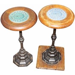 Two Advertising Soda Fountain Bar Stools