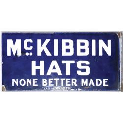 McKibbin Hats Porcelain Flange Sign