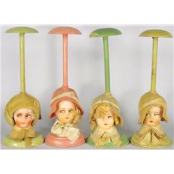 Collection of 4 Millinery Store Hat Stands