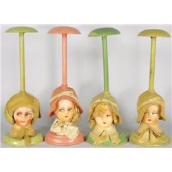 Collection of 4 Millinery Store Hat Stands