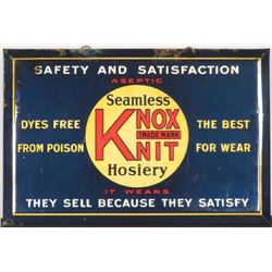 Knox Knit Hosiery Celuloid Over Cardboard Sign