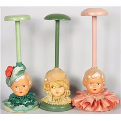 Three Millinery Hat Stands