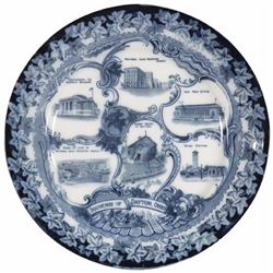 Flow Blue Souvenir Plate of Dayton Ohio