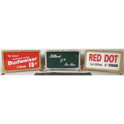 Three Saloon/Billiard Cash Register Top Signs