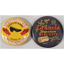 Two Celluloid Advertising Pocket Mirrors