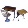 Image 1 : Two Oak School Desks and Chair