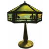 Image 1 : Metal Overlay Slag Glass Table Lamp