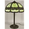 Image 2 : Metal Overlay Slag Glass Table Lamp