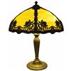 Image 1 : Metal Overlay Slag Glass Table Lamp
