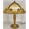 Image 2 : Metal Overlay Slag Glass Table Lamp