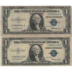 1935 $1 Star Note Silver Certificate Currency Lot of 2