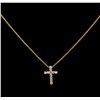 Image 1 : 0.31 ctw Diamond Cross Pendant With Chain - 14KT Yellow Gold