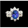 Image 2 : 14KT White Gold 4.14 ctw Tanzanite and Diamond Ring