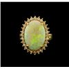 Image 2 : 3.87 ctw Opal and Diamond Ring - 18KT Yellow Gold