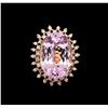 Image 2 : 27.62 ctw Kunzite and Diamond Ring - 14KT Rose Gold