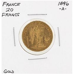 1896-A France 20 Francs Gold Coin