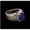 Image 1 : 3.20 ctw Tanzanite and Diamond Ring - 14KT White Gold