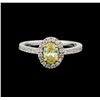 Image 2 : 1.03 ctw Yellow Diamond Ring - 14KT White Gold