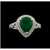 Image 2 : 3.17 ctw Emerald and Diamond Ring - 18KT White Gold