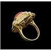 Image 3 : 14KT Yellow Gold 4.40 ctw Coral and Diamond Ring