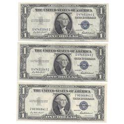 1935 Choice Uncirculated $1 Silver Certificate Currency Lot of 3