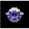 Image 2 : 14KT White Gold 3.07 ctw Tanzanite, Sapphire and Diamond Ring