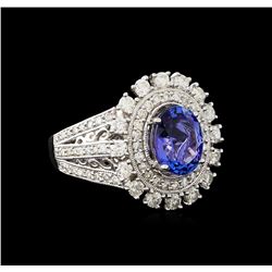 2.23 ctw Tanzanite and Diamond Ring - 14KT White Gold