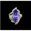 Image 2 : 14KT White Gold 3.42 ctw Tanzanite and Diamond Ring