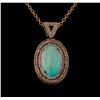 Image 1 : 8.77 ctw Opal and Diamond Pendant With Chain - 14KT Rose Gold