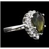 Image 1 : 14KT White Gold 3.23 ctw Green Tourmaline and Diamond Ring