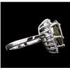 Image 3 : 14KT White Gold 3.23 ctw Green Tourmaline and Diamond Ring