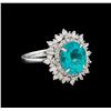 Image 1 : 3.03 ctw Apatite and Diamond Ring - 14KT White Gold