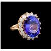 Image 1 : 14.40 ctw Tanzanite and Diamond Ring - 14KT Rose Gold