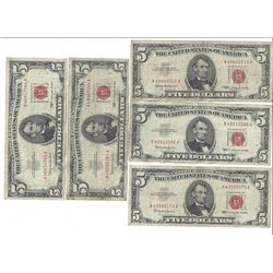 1963 $5 Red Seal Bill Lot of 10