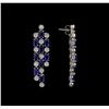 Image 2 : 14KT White Gold 9.36 ctw Sapphire and Diamond Earrings