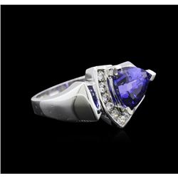 2.60 ctw Tanzanite and Diamond Ring - 14KT White Gold