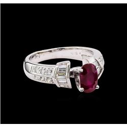 0.91 ctw Ruby and Diamond Ring - 14KT White Gold