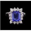 Image 2 : 4.24 ctw Tanzanite and Diamond Ring - 14KT White Gold