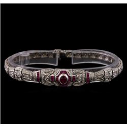 1.30 ctw Ruby and Diamond Bracelet - 14KT White Gold