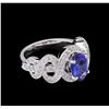 Image 1 : 0.74 ctw Tanzanite and Diamond Ring - 14KT White Gold