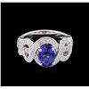 Image 2 : 0.74 ctw Tanzanite and Diamond Ring - 14KT White Gold