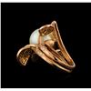 Image 3 : 14KT Rose Gold 0.62 ctw Diamond and Pearl Ring