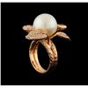 Image 4 : 14KT Rose Gold 0.62 ctw Diamond and Pearl Ring