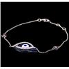 Image 1 : 0.20 ctw Diamond Evil Eye Bracelet - 18KT White Gold