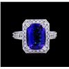 Image 2 : 4.85 ctw Tanzanite and Diamond Ring - 14KT White Gold