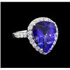 Image 1 : GIA Cert 7.70 ctw Tanzanite and Diamond Ring - 14KT White Gold